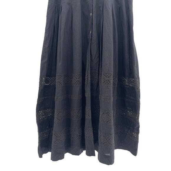 LOVESHACKFANCY Size S Black Edie Cotton Lace Fit & Flare Midi Dress - Picture 12 of 16